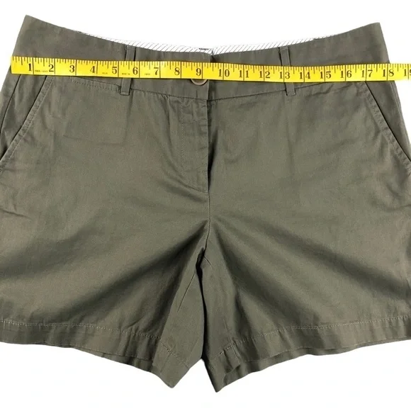 LOFT Womens Sz10 Army Green Flat Front Chino Shorts, 6", Mid Rise, Cotton, Basic - Picture 5 of 9
